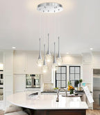 cenzoz 5-Lights Modern Pendant Lights for Kitchen Island LED Dimmable Chandelier Crystal Glam Ceiling Pendant Lighting for Dining Room Hallway Bedroom Lamp Brushed Nickel