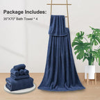 4 Piece Oversized Bath Towels Set 35x70 Inches, Navy Extra Large Soft Bath Sheet Chair Towels 600 GSM Highly Absorbent Quick Dry Towels Set for Bathroom Hotel Spa