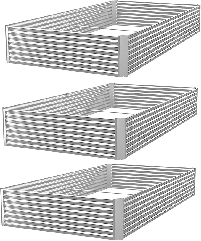 3pcs Galvanized Raised Garden Bed Outdoor,Above Ground Garden Bed for Vegetable,Metal Raised Beds for Flower,Steel Raised Beds for Gardening - 36x18 inch