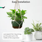 USLAI Macrame Plant Hanger, Fits 4 to 15 Inch Pots, 35 Inch, Ivory, 1 Pack