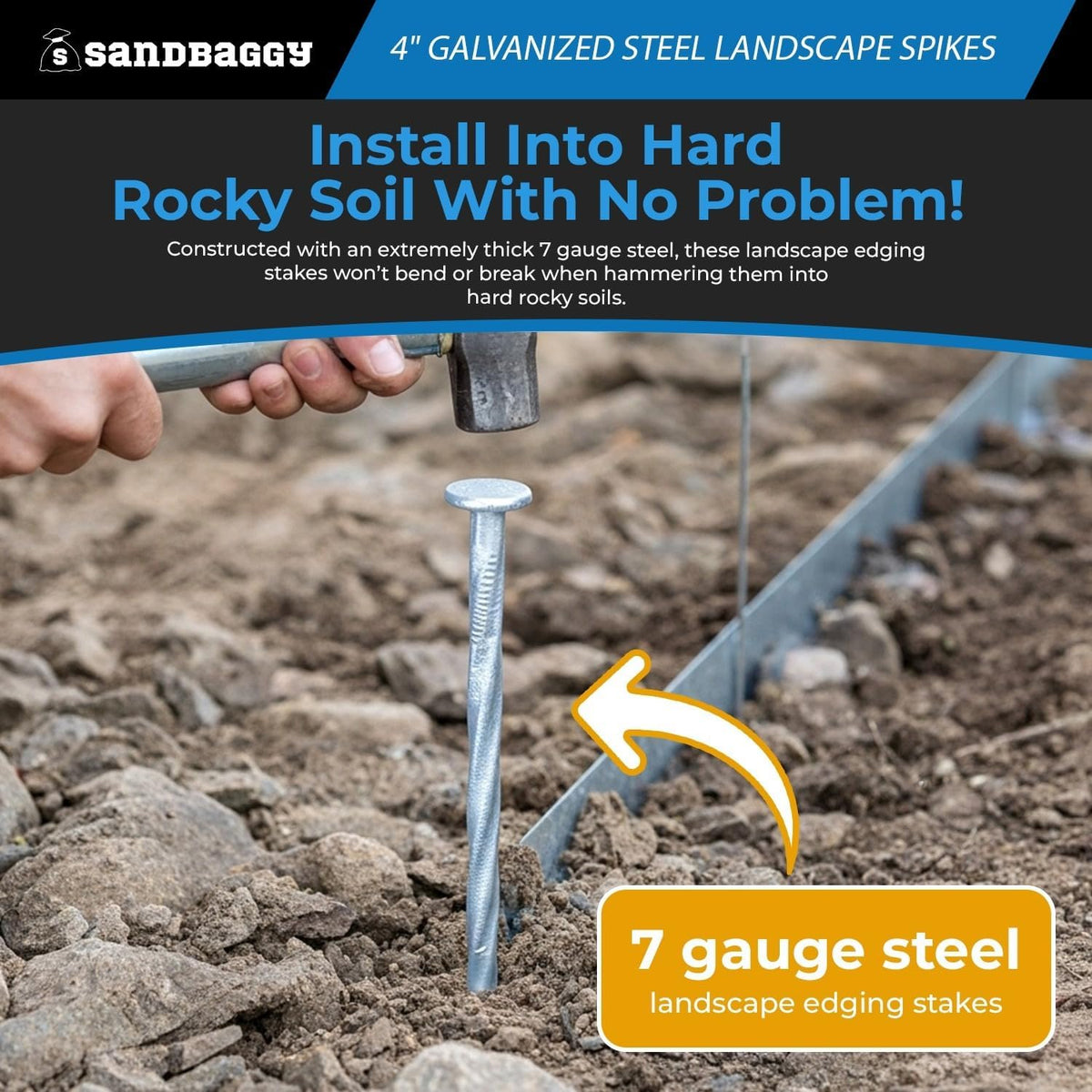 4 in. Galvanized Spiral Landscape Edging Spikes - 7 Gauge Steel (4 inch, 100, Count)
