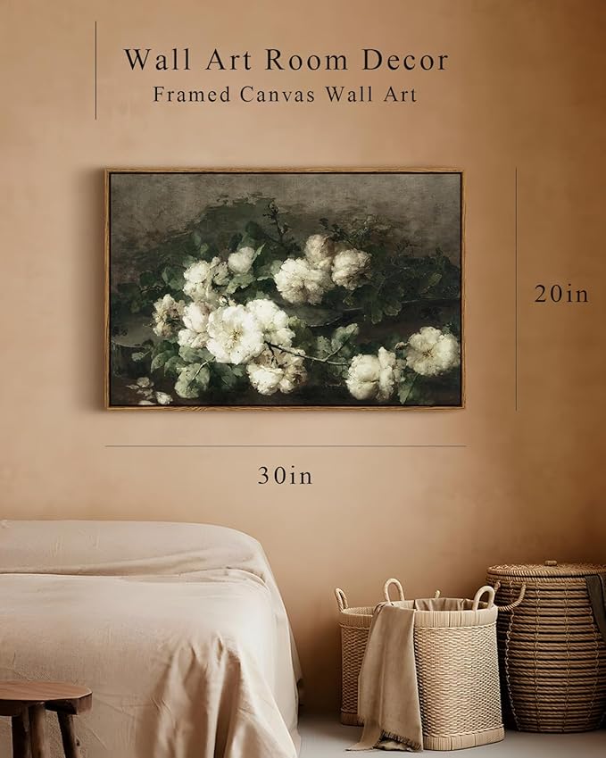 InSimSea Framed Canvas Wall Art, Vintage & Modern Farmhouse Decor, Large Wall Art for Living Room & Bedroom, French Country Wall Prints, 20"x30"