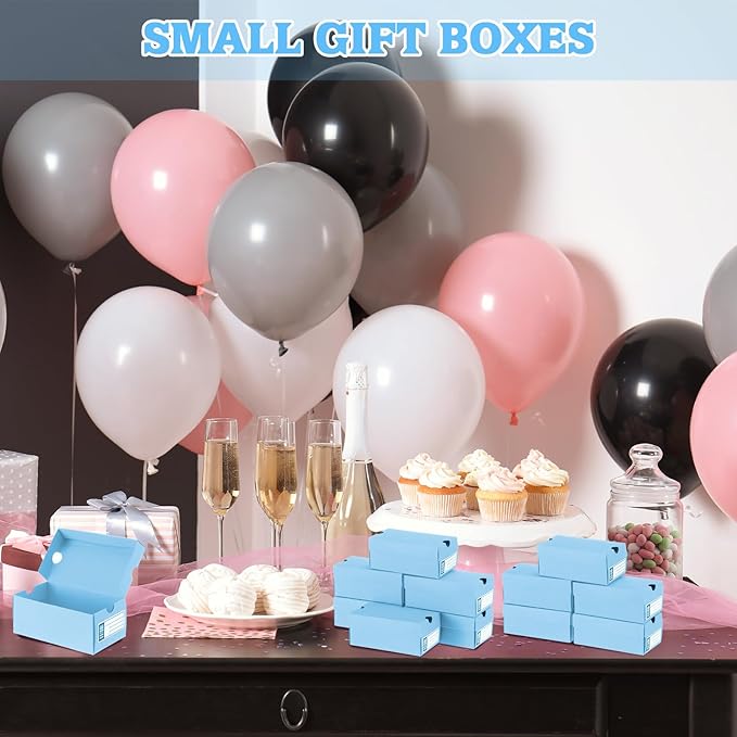 12 Sets Mini Shoe Gifts Boxes for Party Favors 4.7 x 2.5 x 2 Inch Sports Mini Sneaker Box with Editable Label for Candies Cookies Snacks (Light Blue, 4.7 x 2.5 x 2 Inches)