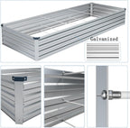 10×3×1FT(2PCS) Galvanized Raised Garden Bed Kit, Metal Planter Boxes，Large Outdoor Planters Garden for Planting Vegetables,Flowers,Herbs -Silver