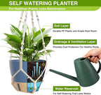 LEWESU Set of 2 Hanging Planters for Indoor Plants with Self Watering Includes Hanging Pots and 2 Types Plant Hangers, Outdoor Hanging Baskets Holder for Home Garden, 10 Inch Aegean Blue