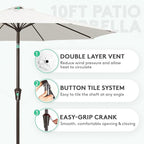 JEAREY 10FT Patio Umbrellas Outdoor Table Umbrella with Push Button Tilt and Crank, Market Umbrella 8 Sturdy Ribs UV Protection Waterproof for Pool, Garden (White)