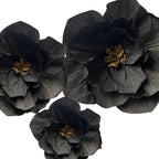 BRT Bearingshui Black Paper Flowers Decoration for Wall Total 9 Pcs, Artificial Flowers for Wedding Decor,Flower Backdrop Decor, Baby Bridal Shower Birthday Party, Black 3D Wall Flowers Decor