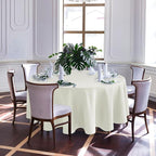 Biscaynebay Textured Fabric Round Tablecloths 90", Ivory Water Resistant Washable Table Cloths Circle Folding Table Covers Linen for Dining, Kitchen, Wedding, Parties etc