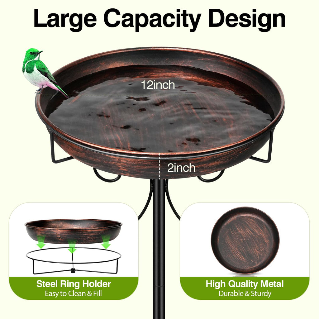 Daoeny 35In Metal Bird Bath for Outside, Vintage Freestanding Birdbaths & Birdfeeder, Bird Baths Feeder Bowl for Outdoors Garden Patio Yard Lawn Decor, Upgraded 5-Pronged Base (Antique Bronze)