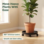 WanderingDonkey 14 Inch Heavy Duty Plant Caddie with Wheels,Rolling Plant Stand Pot Trolley,Wheeled Planter Saucer Tray,Potted Flower Mover Dolly with Casters Round Coaster for Indoor Outdoor