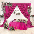 AK TRADING CO. 10 feet x 10 feet Polyester Backdrop Drapes Curtains Panels with Rod Pockets - Wedding Ceremony Party Home Window Decorations - Fuchsia