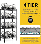 4 Tier Shelves Storage, Wire Shelf Unit, Standing Adjustable Metal Shelves Organizer, Storage Racks for Restaurant Garage Pantry Kitchen Garage(21.2 '' x 11.4" x 43.3 ")