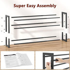FAVOOSTY 3-Tier Expandable Shoe Rack, Adjustable Shoe Shelf Storage Organizer Space Saving Metal Free Standing Shoe Rack for Entryway Closet Doorway, Black