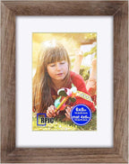 RPJC 6x8 inch Picture Frame Made of Solid Wood and High Definition Glass Display Pictures 4x6 with Mat or 6x8 Without Mat for Wall Mounting Photo Frame Carbonized
