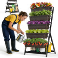 Olaiti 5-Tier Vertical Garden Bed Planter Boxes with Drainage System & Storage Space, Freestanding Vertical Garden Planter with 5 S-Hooks for Plants Vegetables Flowers Herbs in Garden Patio Yard