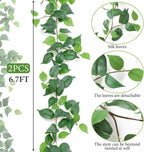 Dremisland 4 Strands Artificial Scindaps Vines Garland 6.7ft Fake Vines Ivy Garland Silk Green Leaves Faux Hanging Plants Greenery Decoration for Bedroom Wall Patio Party Wedding Decor(Ivy, 4PCS)