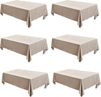 Fitable Faux Linen Tablecloths for Rectangle Tables - 90 x 132 Inch - 6 Pack Fabric Textured Washable Table Clothes Floor Lenghth Table Covers for Wedding, Party, Banquet, Birthday, Nature Color