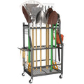 WALMANN Garden Tool Organizer with Wheels for Garage, Rakes/Shovels/Yard Tools Storage Stand for Garden, Shed, Indoor/Outdoor Long-Handled Tools Rolling Cart