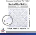 Filter King 12x25x1 Air Filter | 4-PACK | Carbon MERV 8 HVAC Pleated A/C Furnace Filters | MADE IN USA | Actual Size: 11.5 x 24.5 x .75"