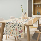 Watercolor Floral Table Runner, Vintage Colorful Floral Natural Style Pattern Decorative Home Restaurant Kitchen Rectangle Table Runner,13in（33cm） W * 120in（305cm） L