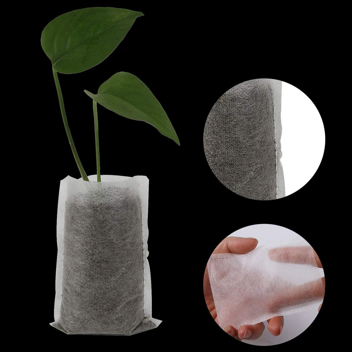 Augshy Grow Bags, 400pcs Plant Bags, Non-Woven Plants Nursery Bags, Seeding Bags, Fabric Seedling Pots Plants, Home Garden Outdoor Greenhouse Supplies 11x11cm/4.2"x4.2"