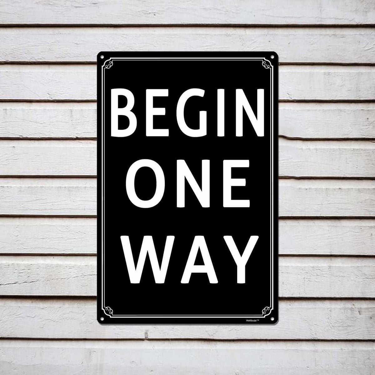 8x12" Begin One Way Parking Lot Sign - High-Intensity Grade Aluminum, Weatherproof & Fade-Resistant, Ideal for Outdoor & Indoor Use - Curbside Sign