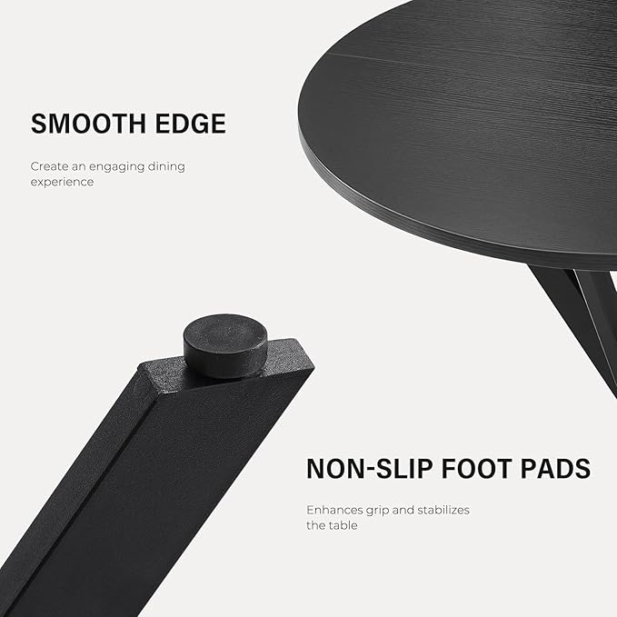 Unovivy 31.5" Black Small Round Dining Table for 2-4, Space Saving Circle Kitchen Dinner Table, Mid Century Modern Dining Room Desk for Kitchen, Apartment