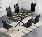 51.18" Glass Dining Table for 4-6, Dining Room Table with Black Tempered Glass and Black Metal Legs, Modern Rectangular Kitchen and Dining Room Dinner Table for Kitchen