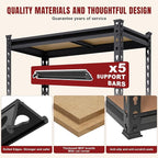 BIG RED 5 Tier Heavy Duty Garage Storage Shelving: Adjustable Metal Utility Shelving Rack for Garage, Basement, Pantry, Closet - 2,000lb Capacity (72"x36"x18") Black