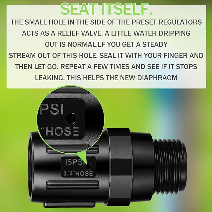 Tondiamo 3 Pcs 15 Psi Drip Irrigation Pressure Regulator, 3/4" Female Hose Thread x 3/4" Male Hose Thread Pressure Reducer Low Flow Valve for Garden Drip Irrigation Parts Emitters System