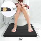 Yimobra Memory Foam Toilet Bath Mat U-Shaped, Soft and Comfortable, Super Water Absorption, Non-Slip, Thick, Machine Wash and Easier to Dry for Bathroom Commode Contour Rug, 24 X 20 Inches, Black