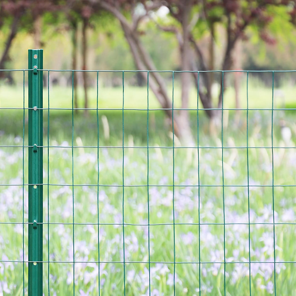 Green PVC Coated Welded Wire Fence 48 Inch x 25 Foot, 2 Inch x 3 Inch 16GA, Garden Border Fencing Roll Vinyl Coating Metal Wire Mesh for Yard Vegetable Plant Protection Poultry Netting