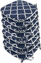 SleepMan Outdoor 17"x16" Chair Cushions with Ties Set of 8, Water Resistant All Weather U-Shape Seat Pads for Patio Garden Furniture Indoor Fade Resistant Patio Cushions (Blue Plaid)