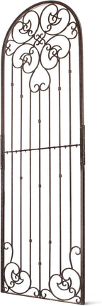 H Potter 8 Foot Tall Garden Trellis Wrought Iron Heavy Scroll Metal Decoration Lawn Patio and Wall Decor Screen for Rose Clematis Ivy Weather Resistant Patio Deck Wall Art X Large