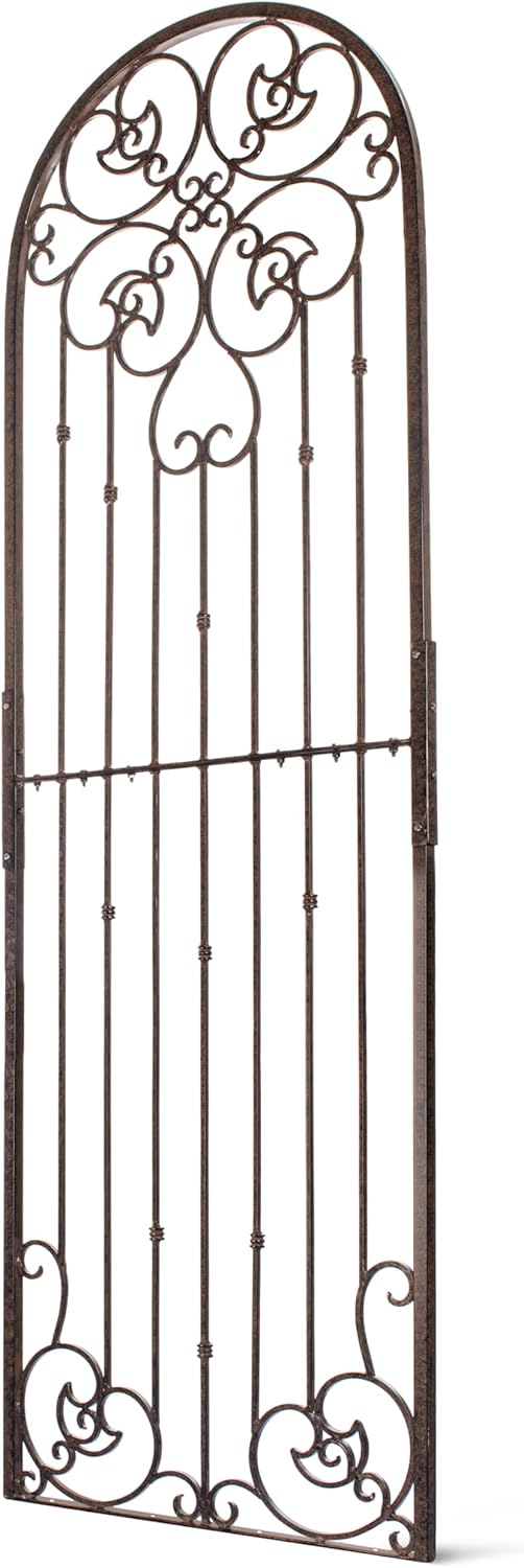 H Potter 8 Foot Tall Garden Trellis Wrought Iron Heavy Scroll Metal Decoration Lawn Patio and Wall Decor Screen for Rose Clematis Ivy Weather Resistant Patio Deck Wall Art X Large