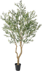 Tall Faux Olive Tree，10ft（120in） Realistic Potted Silk Artificial Olive Tree， Fake Olive Trees Indoor with Green Leaves and Big Fruits for Home Office Living Room Stairs Patio Decor.