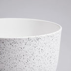 Large Flower Pots 12/10/9 inch, Set of 3 Modern Decorative Plastic Planters with Drainage Holes and Saucers for Garden House Plants, Plant Pots for Indoor Outdoor Plants, Speckled White
