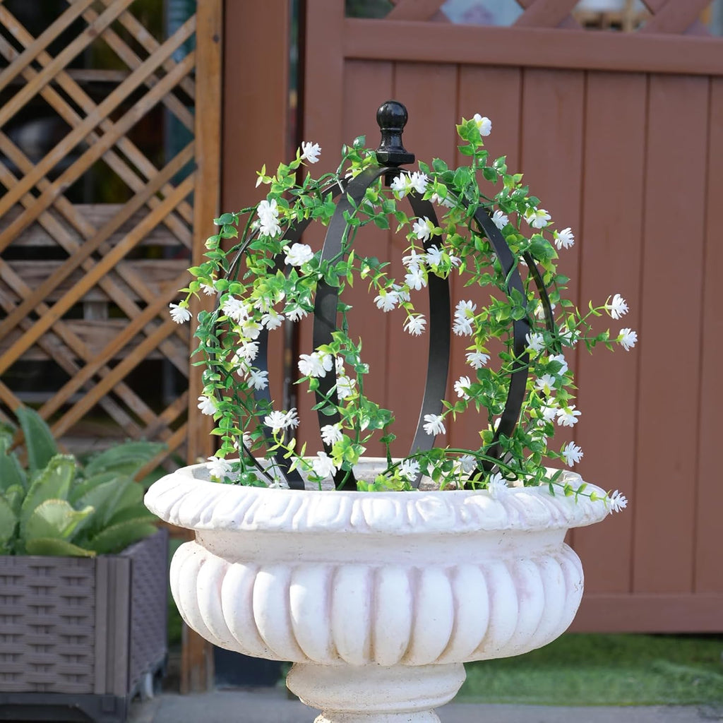 Metal Garden Trellis - 12.6" x 17.5" Durable Black Powder Coated Obelisk for Climbing Plants, Ideal for Roses, Vines, and Flowers - Easy Assembly for Indoor & Outdoor Use