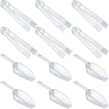 Roshtia 12 Pcs Plastic Serving Tongs Mini Kitchen Tongs Utility and Plastic Kitchen Scoops Clear Ice Scoop Mini Clear Buffet Scoop for Candy Dessert Buffet Ice Snack Coffee Tea