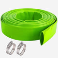1-1/2" (Flat 2.6’’ width) x 100 FT Pool Backwash Hose, Green Heavy Duty Reinforced PVC Lay Flat Water Discharge Hose for Swimming Pool Filter Pump,with 2 Clamp
