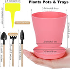Hahood 36 Pack 4 Inch Plastic Plant Pots with Saucers Colorful Flower Plant Container Seed Starting Pots Thickened Seedlings Nursery Pots for Home Garden Indoor Outdoor Flowers, 9 Colors