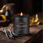 Vanilla Tobacco Candle for Men | Masculine Scented Soy Candles - Home Fragrance, Aromatherapy Gifts for Men - 7oz Black Jar, Long-Lasting Luxury Decor