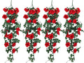 RECUTMS Hanging Rose Flowers Artificial Vine PlantsFlower Garland for Home Room Garden Wedding Indoor Outdoor Decoration (Red)