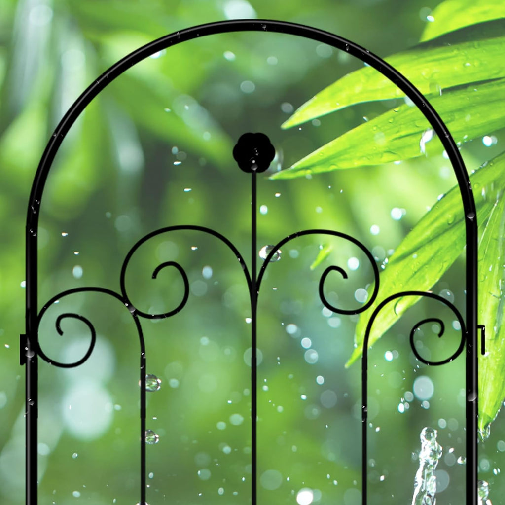 LZRS 4 Pack 71x20in Rustic Iron Arch Decoration Garden Trellis with Black Metal Coating – Perfect for Supporting Climbing Plants Outdoor, Roses, Vines, Flowers, and Vegetables.