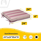 AAAAAcessories Outdoor Seat Cushions for Chairs, Waterproof, Fade-Resistant, 24" x 24" x 4", Patio Furniture Replacement Cushions, Set of 2, Dusty Rose Garden Stripe