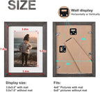 KINLINK 6x8 Picture Frame Ash Black, Solid Wood Frames with Acrylic Plexiglass for Pictures 4x6 with Mat or 6x8 without Mat, Tabletop and Wall Display Photo Frame, Set of 4