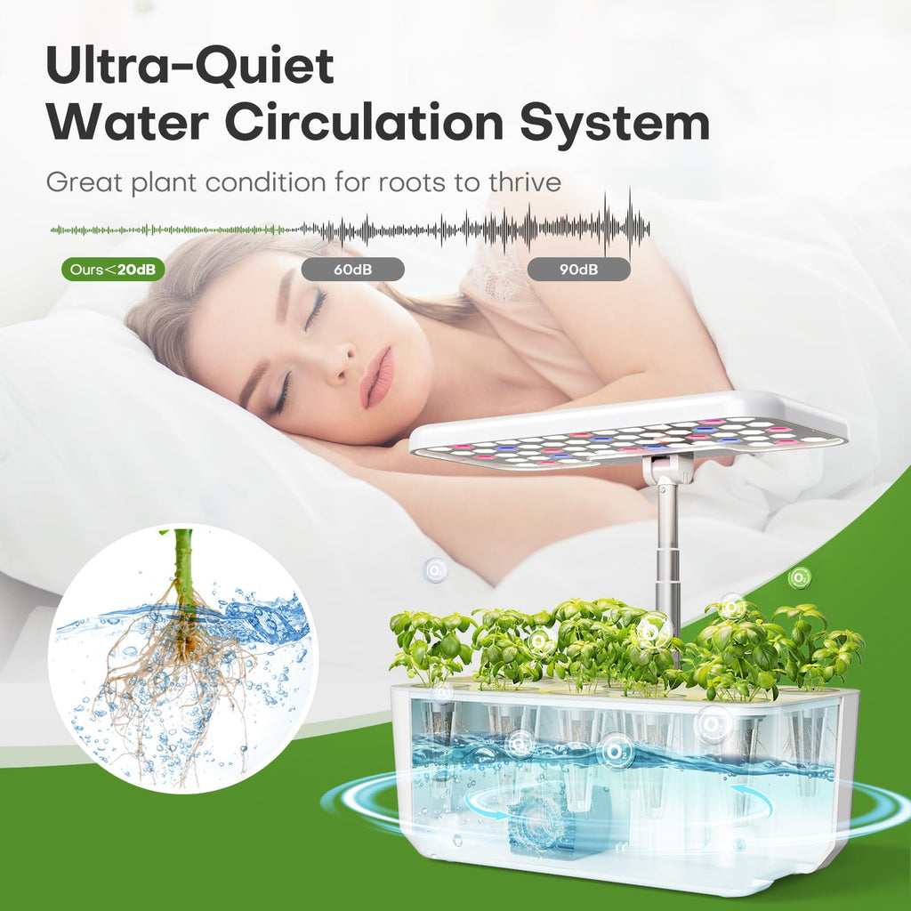 Ahopegarden Indoor Garden Hydroponics Growing System: 10 Pods Kit with LED