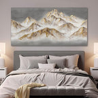 SDYA Mountain Wall Art Gold Pictures Wall Decor Grey Textured Poster for Living Room Dining Room Nature Wall Paintings for Bedroom 24x48 Inch