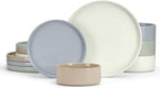 E-far Stoneware Dinnerware Sets, 12-Piece Plates and Bowls Dish Set for 4, Kitchen Modern Dinning Ware, Chip and Scratch Resistant, Microwave & Dishwasher Safe, Speckled Multicolor