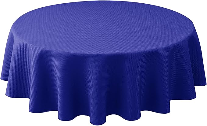 Biscaynebay Textured Fabric Round Tablecloths 60" for Round Tables diameters from 28" to 48", Royal Blue Water Resistant Folding Table Covers Washable for Dining, Kitchen, Wedding, Parties etc